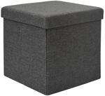 DuneDesign Faltbarer Sitzw&uuml;rfel 38 x 38 x 38 cm mit Stauraum Dunkelgrau