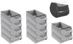 SparSet 10 x Graue Sichtlagerbox 5.1 Mit Griffstange und Abdeckung HxBxT 20 x...