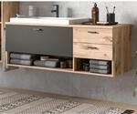 Inn.Furn Waschtisch Eiche Grau Matt 138 cm mit Waschbecken Oderzo