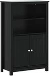 vidaXL Badschrank BERG Schwarz 69,5x34x110 cm Massivholz Kiefer