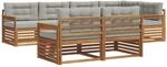 vidaXL Outdoor-Sofagarnitur mit Kissen 22-Tlg Natur und Hellgrau 3373606