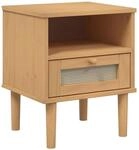 vidaXL Nachttisch SENJA Rattan-Look Braun 40x35x48cm Massivholz Kiefer