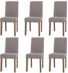 MCW Esszimmerstuhl Littau Chenille 6er-Set Hellgrau Naturfarbene Beine