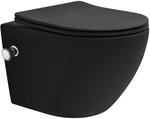 LuxeBath Wand WC Sp&uuml;lrandlos mit Bidet-Funktion Schwarz Matt Kurz 49cm