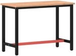 vidaXL Werkbank 115x55x81,5 cm Massivholz Buche und Metall 3188904