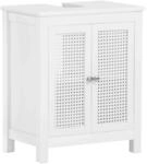 SoBuy Waschbeckenunterschrank Badschrank mit Gitteroptikt&uuml;ren 50x60x33cm Wei&szlig;