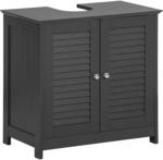 SoBuy Waschbeckenunterschrank Badschrank mit 2 Lamellent&uuml;ren MDF 60x58x35cm Grau