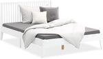 Homestyle4u Doppelbett 140 x 200 cm Bettgestell Wei&szlig; Holz mit Kopfteil 1844