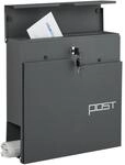 Relaxdays Wandbriefkasten Eisen Anthrazit Abschlie&szlig;bar mit Zeitungsfach 38 cm x 37