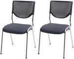 MCW 2er-Set Besucherstuhl T401 Stapelbar Stoff/Textil Sitz Dunkelgrau F&uuml;&szlig;e...