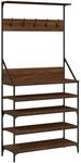 vidaXL Kleiderst&auml;nder mit Schuhablage Braun Eiche-Optik 90x34x184 cm 837881