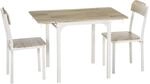 HOMCOM Essgruppe mit 2 St&uuml;hlen MDF Stahl Natur+Wei&szlig; 110L x 70B x 75H cm