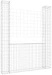 vidaXL Gabionenkorb U-Form mit 2 S&auml;ulen Eisen 140x20x200 cm 151289