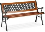 Relaxdays Gartenbank Holz Gusseisen Braun 73 cm x 125 cm x 52,5 cm 13,6 kg