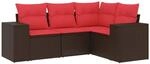 vidaXL 4-Tlg Gartensofa-Set mit Kissen Braun Polyrattan 3222513