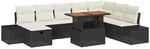 vidaXL Garten-Sofa-Set mit Speicher 9-Tlg Schwarz Poly Rattan 3361397