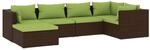 vidaXL 6-Tlg Garten-Lounge-Set mit Auflagen Poly Rattan Braun 3101812