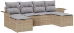 vidaXL Garten-Sofa-Set mit Kissen 6-Tlg Beige Poly Rattan 3345470