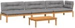vidaXL 4 Tlg Garten-Sofagarnitur aus Paletten mit Kissen Akazienholz 3209452