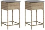 vidaXL Garten-Barhocker mit Kissen 2 Stk. Beige Poly Rattan
