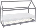 ML-Design Kinderbett 90x200 cm Hellgrau mit Matratze H16cm Lattenrost