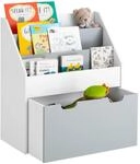 SoBuy Kinder B&uuml;cherregal Kinderregal mit 3 Ablagen Spielzeugtruhe Wei&szlig; KMB17-HG