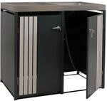 MCW 2er-M&uuml;lltonnenverkleidung O67 Anthrazit Holzoptik Hell 125x132x84cm
