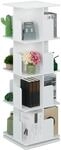 Relaxdays B&uuml;cherregal Spanplatte Stahl Wei&szlig; Drehbar 125,5 cm x 39 cm x 39 cm 19,1