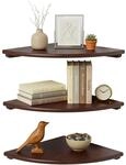 Relaxdays Wandeckregal Walnussholz Dunkelbraun 3 cm x 30 cm x 30 cm