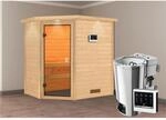 Karibu Sauna Jella mit Bio-Ofen externe Stg.LED-Dachkranz Natur