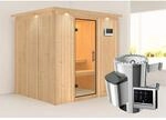 Karibu Sauna Dilja mit Ofen externe Stg.Easy LED-Dachkranz Natur