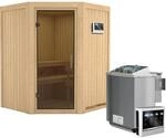 Karibu Sauna-Set Lyra inkl. Bio-Ofen 9 kW mit ext. Steuerung, T&uuml;r Graphit