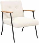 vidaXL Sessel Creme 59 x 75 x 78 cm Lockiger Woll&auml;hnlicher Stoff 42017699