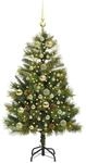 vidaXL K&uuml;nstlicher Klapp-Weihnachtsbaum mit Tannenzapfen Gr&uuml;n 150 cm 3395084