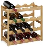 Relaxdays Weinregal Bambus Natur f&uuml;r 16 Flaschen 42,5 cm x 45 cm x 23,5 cm