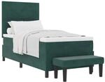 vidaXL Boxspringbett mit Matratze Dunkelgr&uuml;n 100 x 200 cm Samt 3344495