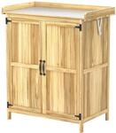 Outsunny Gartenschrank Tannenholz Edelstahl Naturholz 74L x 43B x 88H cm