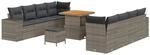 vidaXL Gartensofa-set mit Kissen mit Speicher 11-Tlg Grau Poly-Rattan 3363928