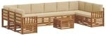 vidaXL Sofagarnituren 11 Tlg Natur und Beige Massivholz Akazie 3375593