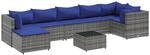 vidaXL 8-tlg Garten-Lounge-Set mit Kissen Grau Poly Rattan Modell 80