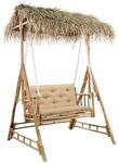 vidaXL Hollywoodschaukel mit Palmbl&auml;ttern und Kissen 202 cm Bambus 3063936
