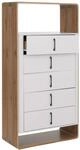 MCW Highboard P43 5 Schubladen MDF 155x80x41cm Wotan-Eiche-Optik Wei&szlig;