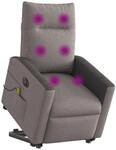 vidaXL Elektrischer Massagesessel mit Aufstehhilfe Taupe Stoff 3324078