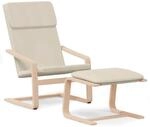 vidaXL Relaxsessel mit Hocker Creme Stoff Modell 23