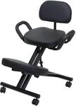 MCW Kniestuhl mit R&uuml;ckenlehne Q22 H&ouml;henverstellbar Rollen Kunstleder Metall...