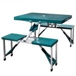vidaXL Campingtisch mit 4 Hockern Klappbar Aluminium Extra Leicht Gr&uuml;n 41456