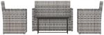vidaXL 4-tlg Garten-Lounge-Set mit Kissen Poly Rattan Grau Modell 16