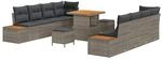 vidaXL Gartensofa-set mit Kissen mit Speicher 11-Tlg Grau Poly-Rattan 3364838