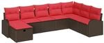 vidaXL Sofa Set mit Kissen mit Speicher Braun und Rot Poly-Rattan 3359133