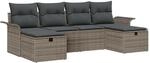 vidaXL Gartensofa-Set mit Kissen mit Speicher 6 Stk Grau Poly-Rattan 3358918